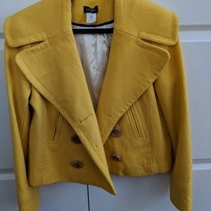JCrew yellow wool crop coat